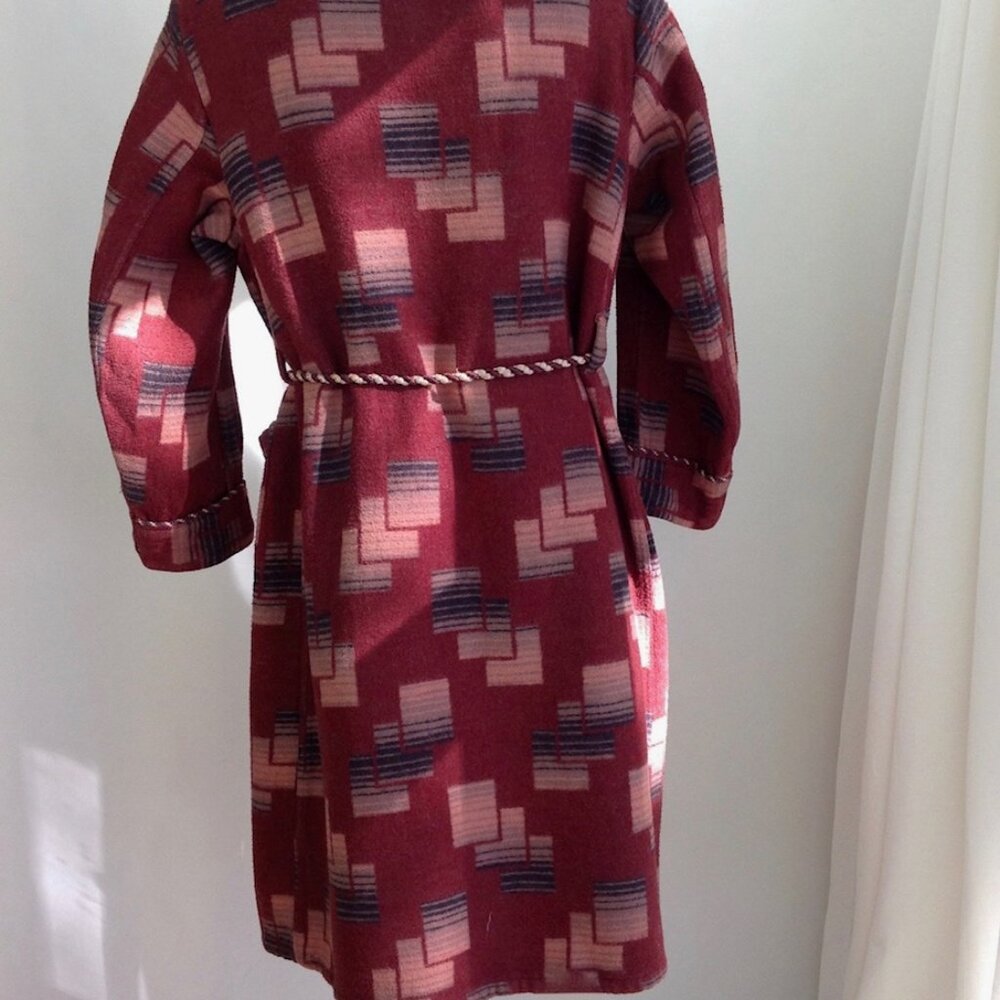 BEACON Blanket Robe 1930's-19540's Ombre Pattern with Deco images Size Medium - Picture 3 of 6